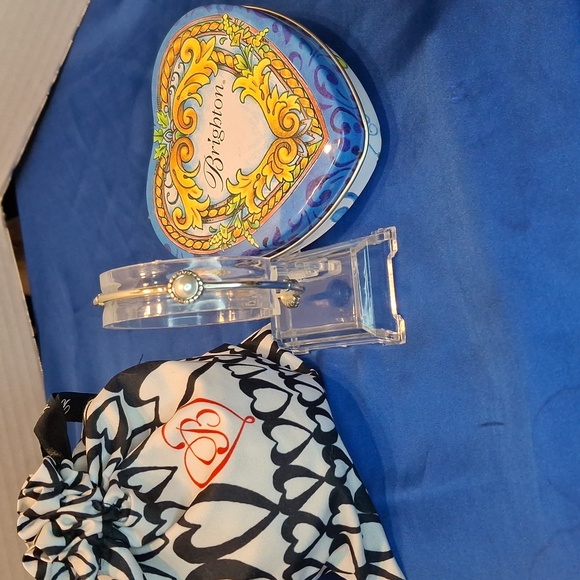 Brighton Jewelry - Brighton pearl and silver bangle bracelet Dustbag And Heart Box Included